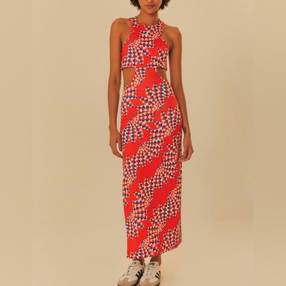 FARM Rio Dresses & Skirts - Farm Rio X  Adidas Farm Psychedelic Wave Red Dress. Size Large.